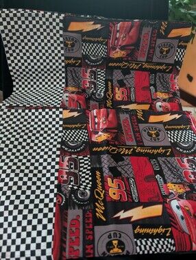 Hand Made Lightning McQueen Cars regula Size Pillow Cases - Red & Black New